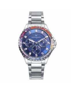 Reloj Mujer Acero Mark Maddox Esfera Azul. Bisel Circonitas