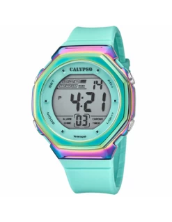 Reloj Mujer Calypso K5842/1 Correa Y Caja Verde Piscina Con Bisel Multicolor.