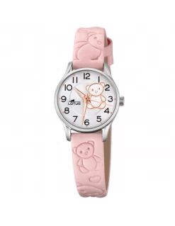 Reloj Niña Acero Lotus Esfera Con Osito Correa Rosa