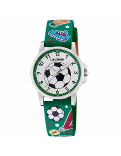 Reloj Niño Acero Calypso Correa Verde Futbol