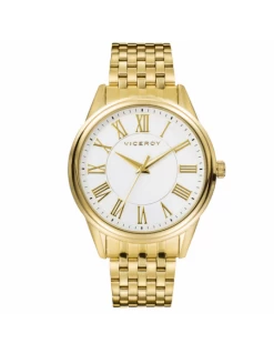 Reloj Viceroy. Hombre. Acero IP Oro. Esfera Blanca.