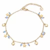 Tobillera Acero IP Oro Viceroy Fashion. Piedras Naturales Azules Y Colgantes De Estrellas Y Corazones.