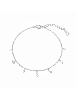 Tobillera Plata Promojoya Cadena Con Distintos Colgantes